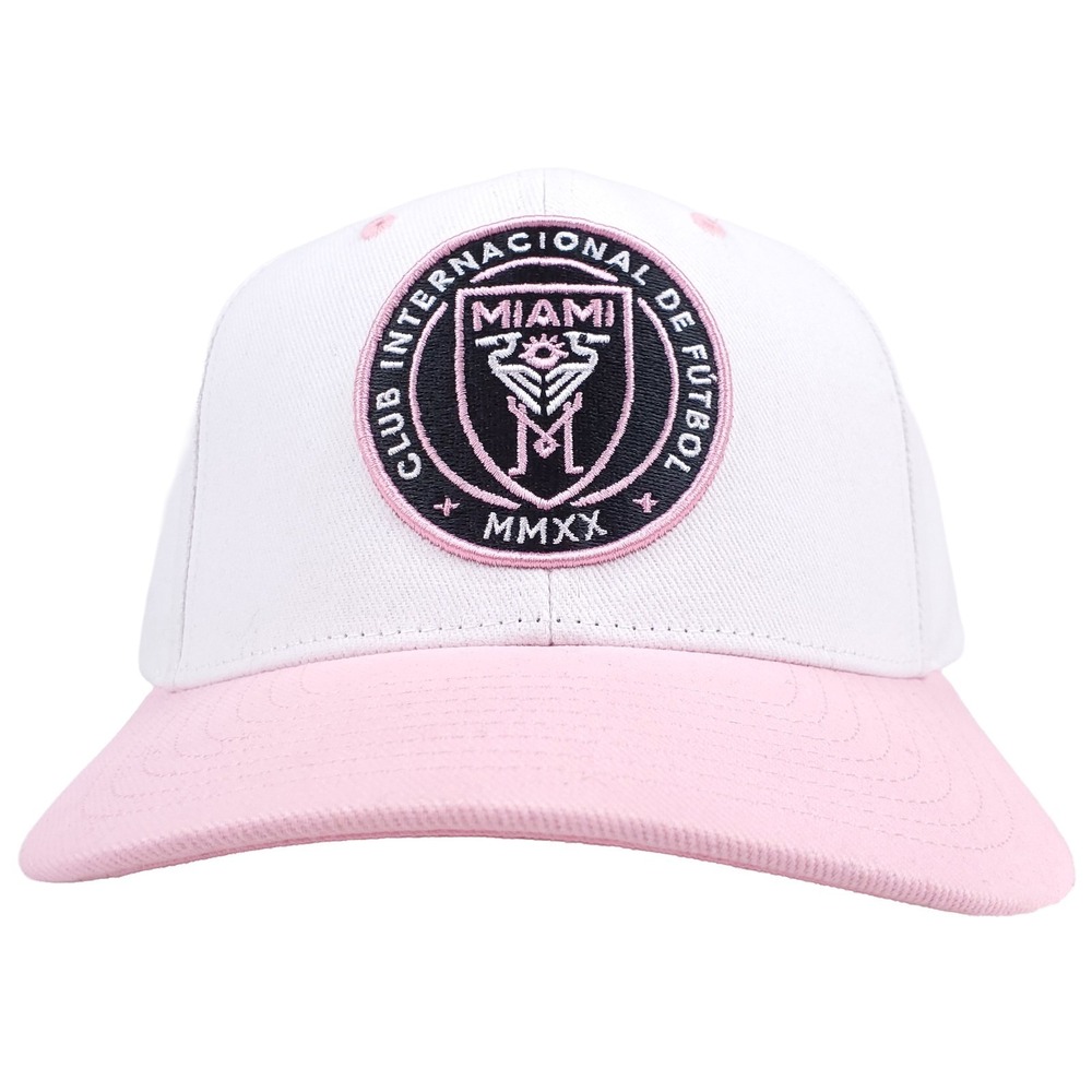 Inter Miami CF Mitchell & Ness MLS Pro Fit Snapback Hat Cap 3D Logo White NWT